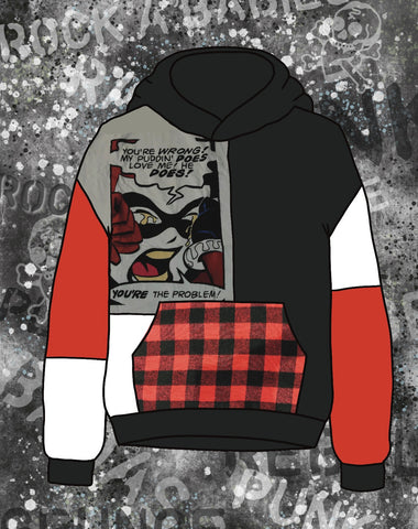 You’re the problem red patchwork hoodie
